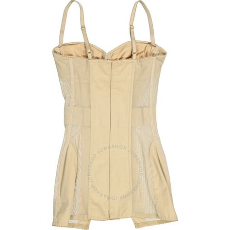 Burberry Ladies Pale Honey Mesh Panel Detail Cotton Bodice